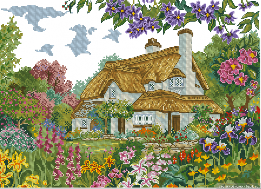 Домики крестом — Схемы вышивки крестом: фото узоров