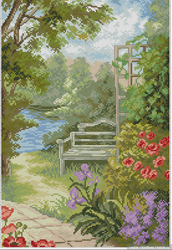 Уютные уголки на природе крестиком