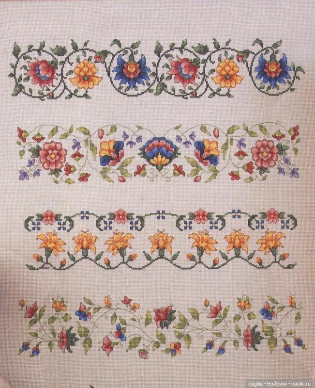 Бордюрчики крестиком — Схемы вышивки крестом: фото узоров