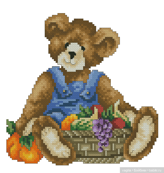 Мишка Тедди крестиком — Схемы вышивки крестом: фото узоров