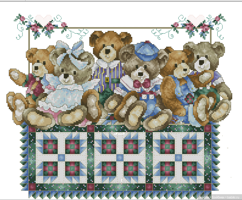 Мишка Тедди крестиком — Схемы вышивки крестом: фото узоров