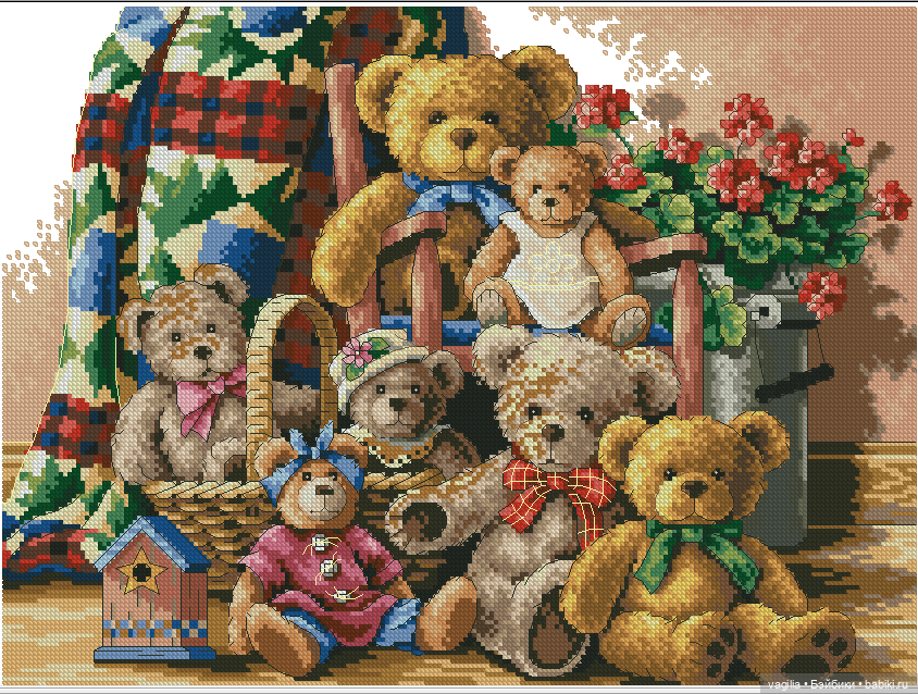 Мишка Тедди крестиком — Схемы вышивки крестом: фото узоров