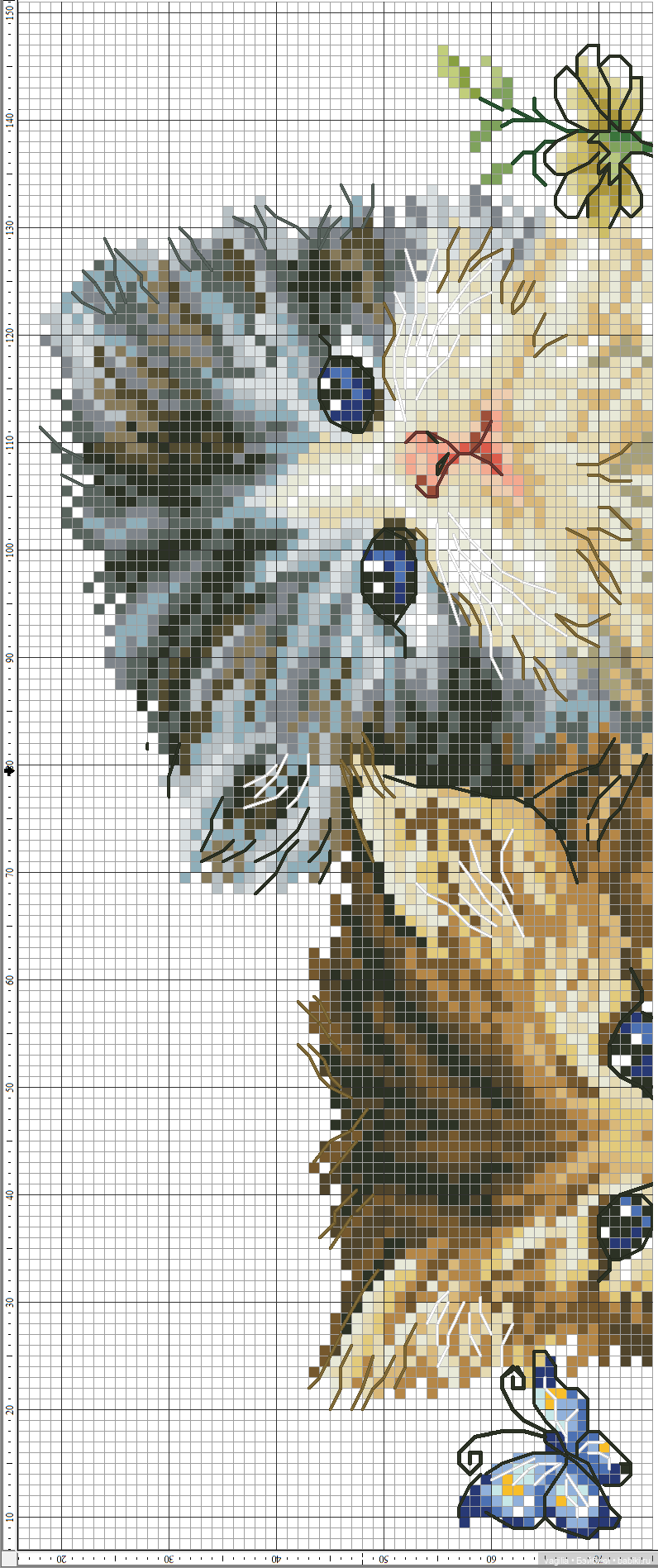 Котики 3 крестиком — Схемы вышивки крестом: фото узоров