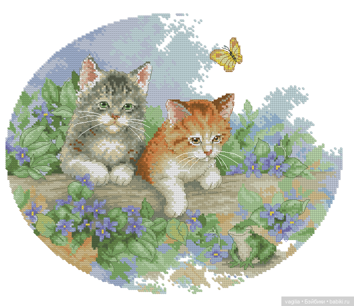 Котики 3 крестиком — Схемы вышивки крестом: фото узоров