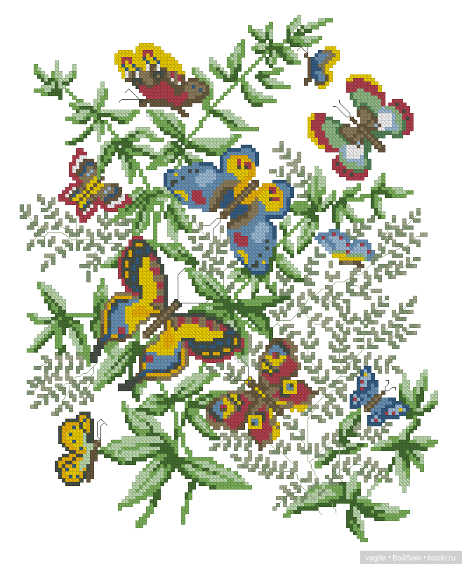 Не много бабочек крестиком