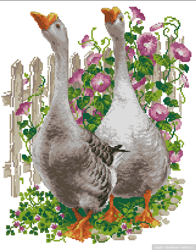 Крупные птицы крестом — Схемы вышивки крестом: фото узоров