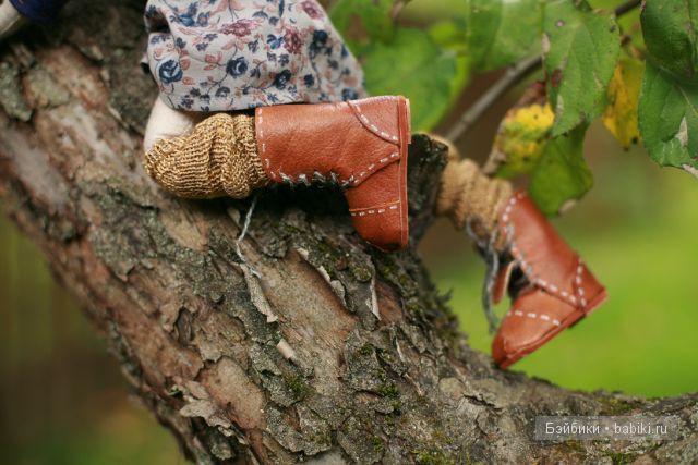 Марьяша. Авторская кукла. Ботиночки кожаные. 6 см