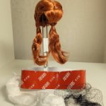 Парик из синтетического мохера, длинный, боковые косички, размер 5-6 инч (13-15см), цвет Carrot SM45