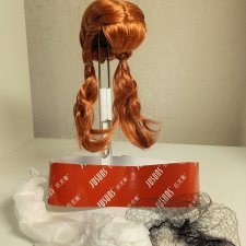 Парик из синтетического мохера, длинный, боковые косички, размер 5-6 инч (13-15см), цвет Carrot SM45