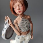 Вязаный топ + сумка на птичку Лору