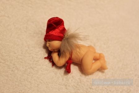 Ирина Мекко, Fimo puppen, малыш из пластики, малыш на апельсине, санта клаус, новогодний сувенир, спящий малыш Ирина Мекко, Fimo puppen, малыш из пластики, малыш на апельсине, санта клаус, новогодний сувенир, спящий малыш