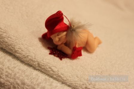 Ирина Мекко, Fimo puppen, малыш из пластики, малыш на апельсине, санта клаус, новогодний сувенир, спящий малыш Ирина Мекко, Fimo puppen, малыш из пластики, малыш на апельсине, санта клаус, новогодний сувенир, спящий малыш