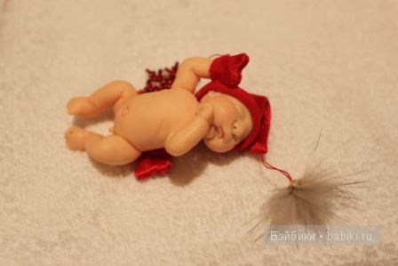 Ирина Мекко, Fimo puppen, малыш из пластики, малыш на апельсине, санта клаус, новогодний сувенир, спящий малыш Ирина Мекко, Fimo puppen, малыш из пластики, малыш на апельсине, санта клаус, новогодний сувенир, спящий малыш
