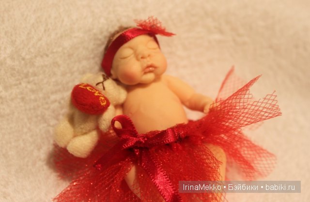 Ирина Мекко, Fimo Puppen, спящий малыш, девочка в юбочке, пачка, малыш из пластики, авторская кукла