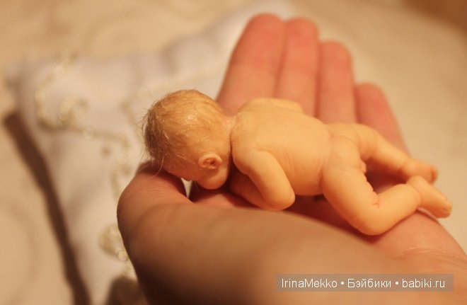 Авторская кукла Ирины Мекко, спящий малыш, жемчужина, Fimo Puppen