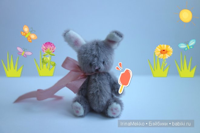 авторская игрушка Ирины Мекко, мини кролик, мини зайка