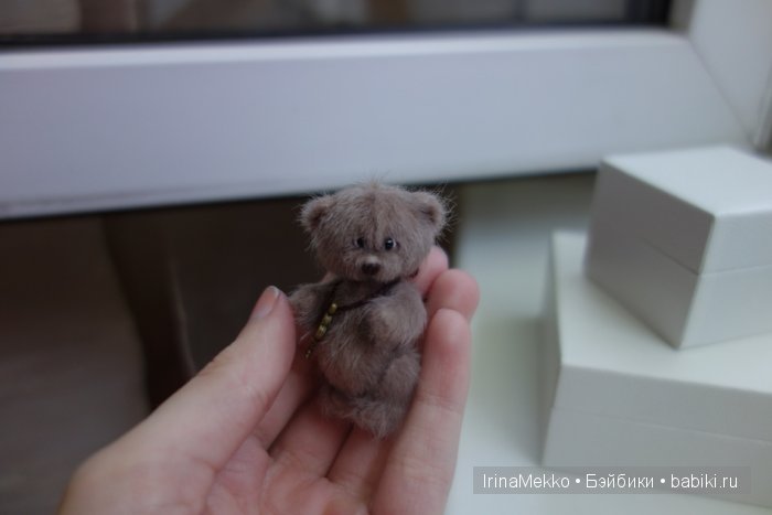 мини мишка, авторская игрушка Ирины Мекко, миниатюра, медвежонок