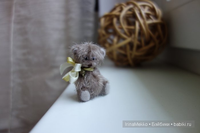 мини мишка, авторская игрушка Ирины Мекко, миниатюра, медвежонок