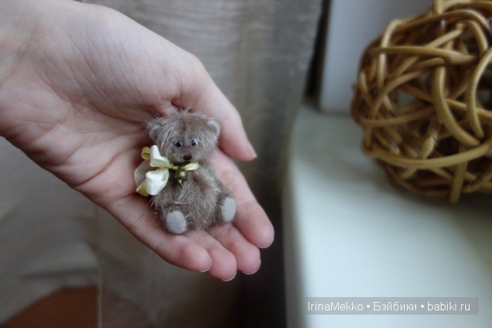 мини мишка, авторская игрушка Ирины Мекко, миниатюра, медвежонок
