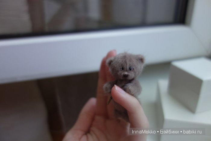 мини мишка, авторская игрушка Ирины Мекко, миниатюра, медвежонок