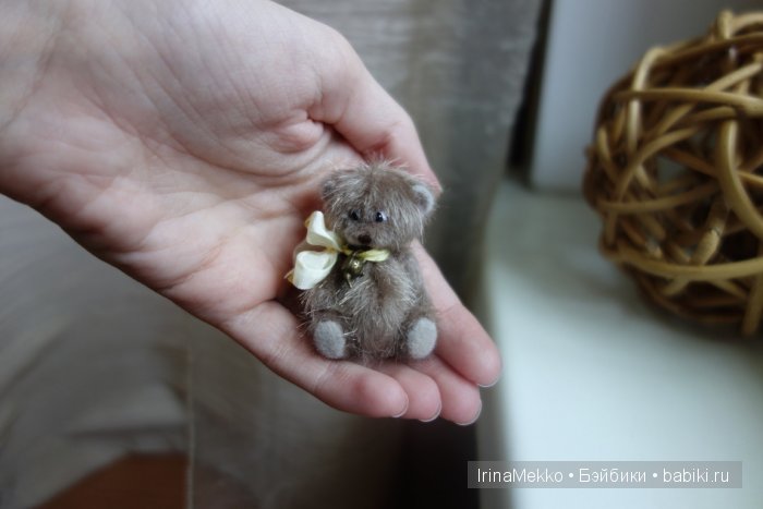 мини мишка, авторская игрушка Ирины Мекко, миниатюра, медвежонок