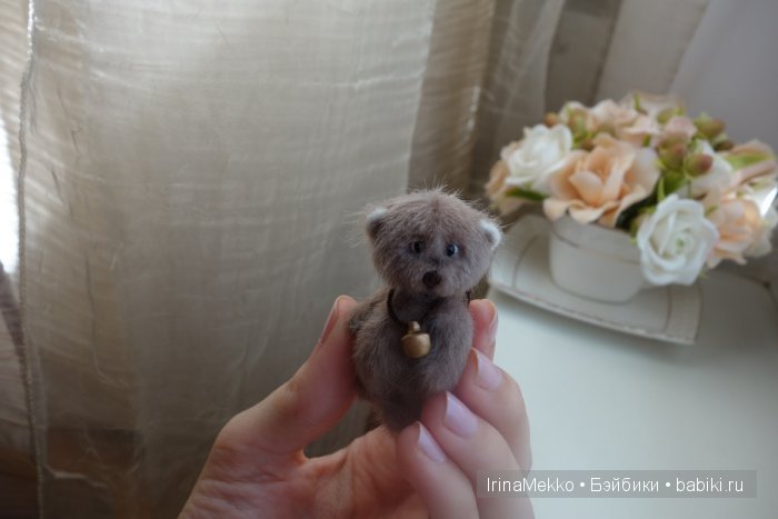 мини мишка, авторская игрушка Ирины Мекко, миниатюра, медвежонок