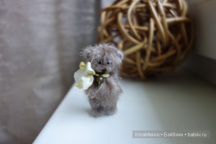 мини мишка, авторская игрушка Ирины Мекко, миниатюра, медвежонок