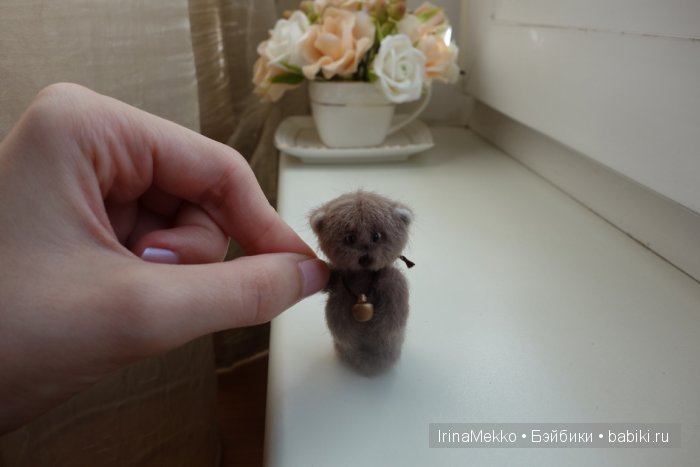 мини мишка, авторская игрушка Ирины Мекко, миниатюра, медвежонок