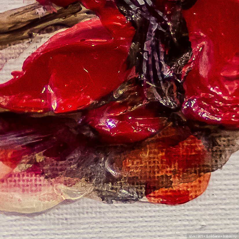 Фрагмент картины "Магнолия". Фактурная картина. Холст. Акрил.