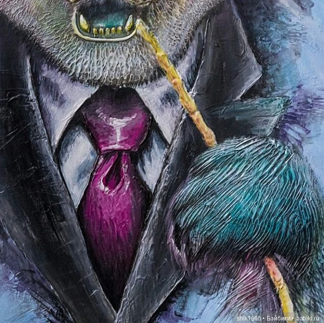 Фрагмент картины "Босс-панда". Фактурная картина. Холст. Акрил.