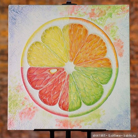 "Цитрус-микс". Фактурная картина. Холст. Акрил.
