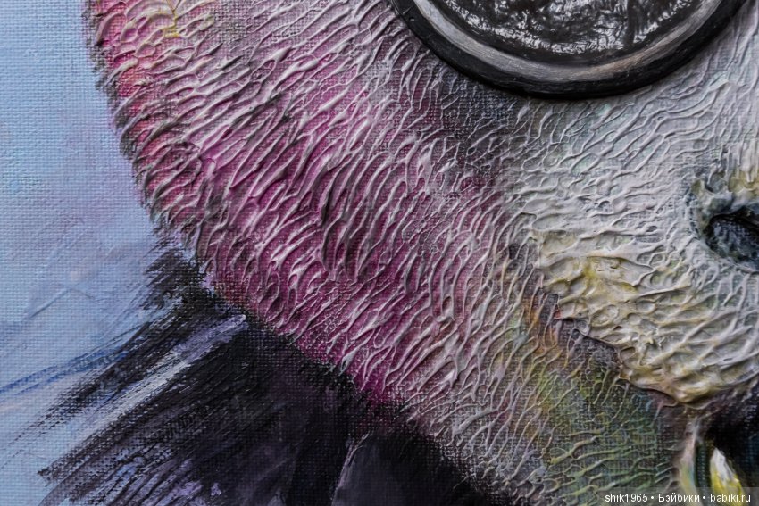 Фрагмент картины "Босс-панда". Фактурная картина. Холст. Акрил.