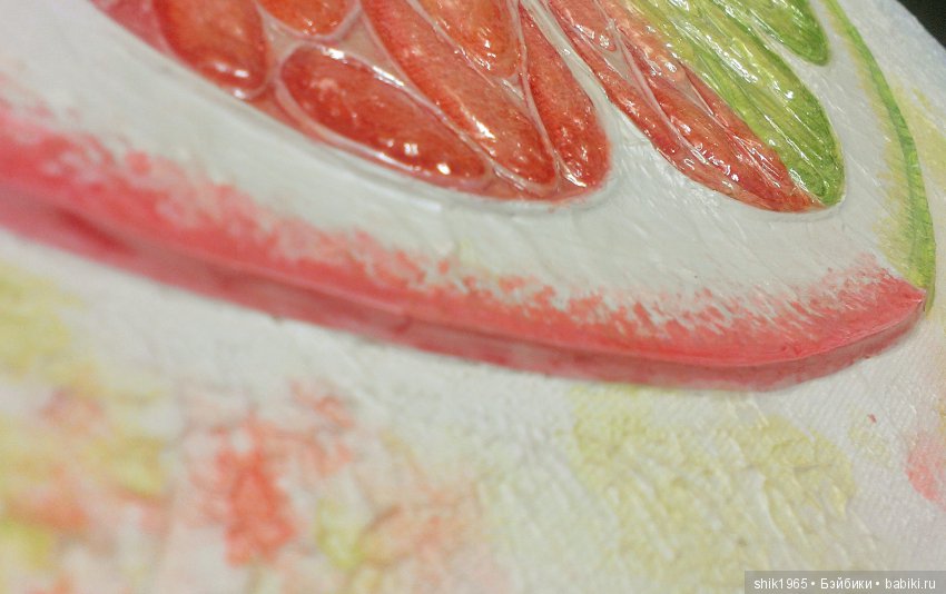 Фрагмент картины "Цитрус-микс". Фактурная картина. Холст. Акрил.