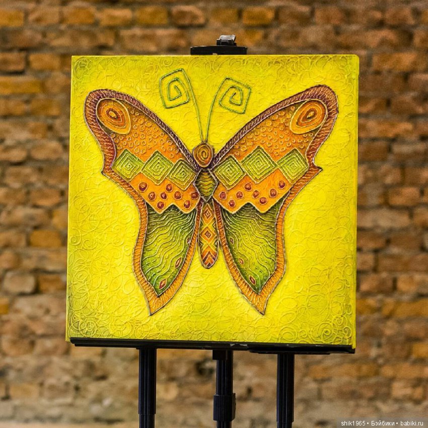 "Бабочка". Фактурная картина. Холст. Акрил.