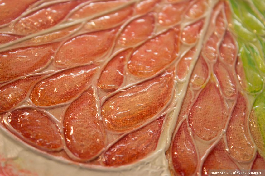 Фрагмент картины "Цитрус-микс". Фактурная картина. Холст. Акрил.