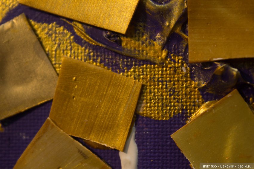 Фрагмент картины "Золотые деревья". Фактурная картина. Холст. Акрил.