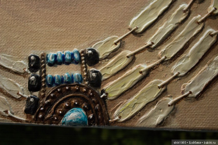 Фрагмент картины "Дочь племени". Фактурная картина. Холст. Акрил.