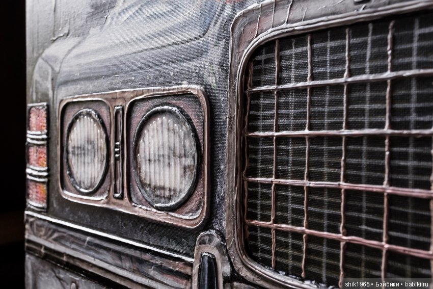 Фрагмент картины "Ford LTD". Фактурная картина. Холст. Акрил.