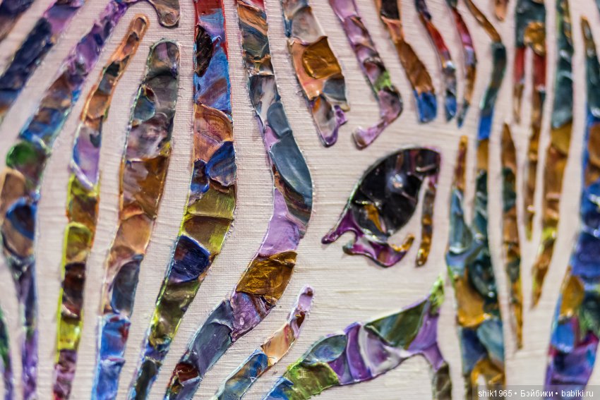 Фрагмент картины "Зебра". Фактурная картина. Холст. Акрил.