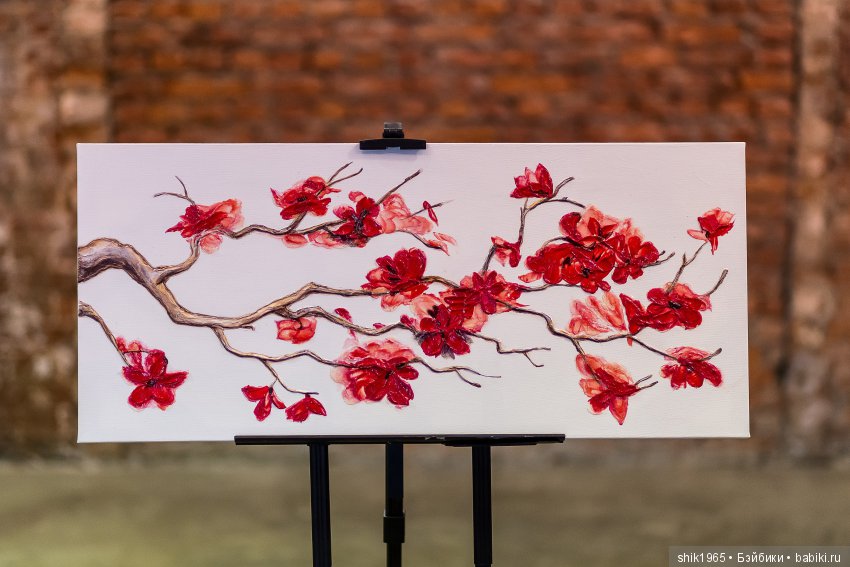 "Магнолия". Фактурная картина. Холст. Акрил.