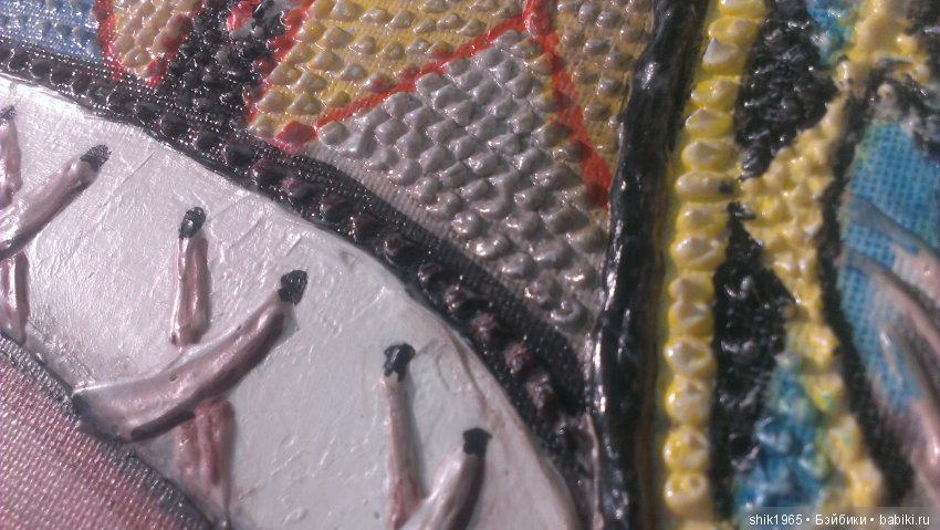 Фрагмент картины "Дочь племени". Фактурная картина. Холст. Акрил.