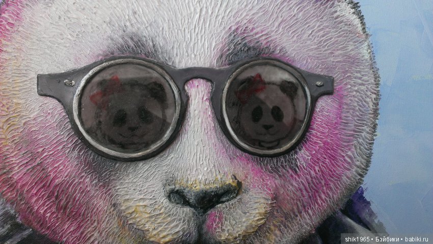 Фрагмент картины "Босс-панда". Фактурная картина. Холст. Акрил.