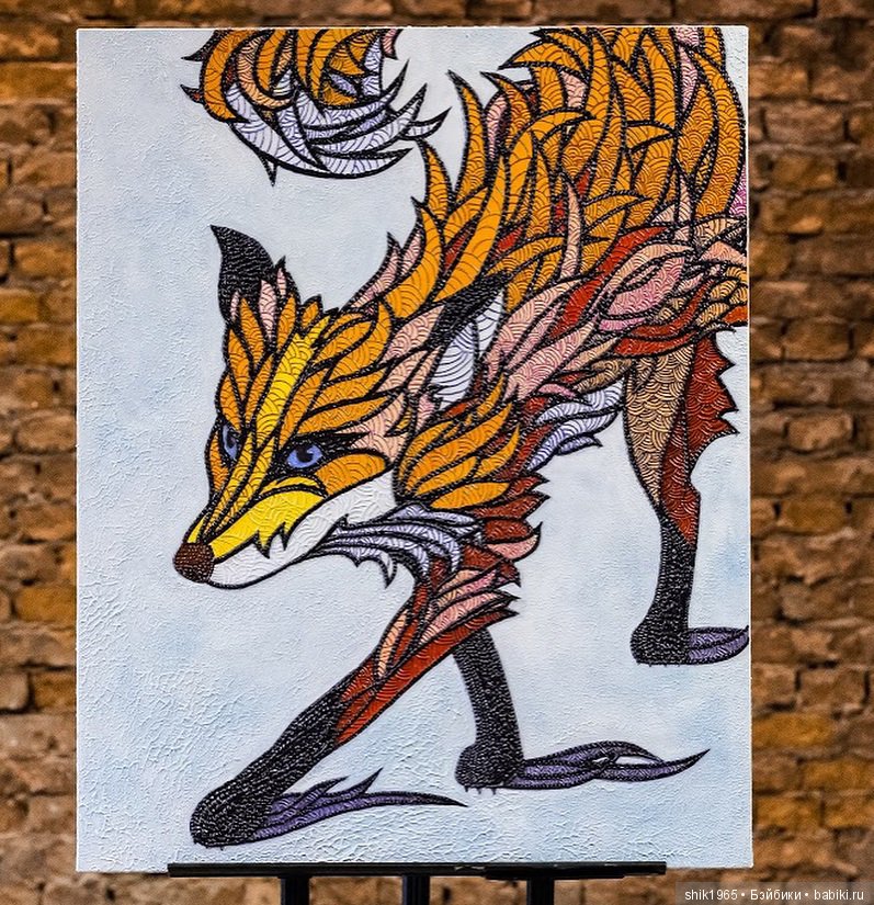 "Лис". Фактурная картина. Холст. Акрил.