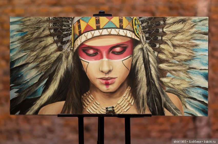 Фрагмент картины "Дочь племени". Фактурная картина. Холст. Акрил.