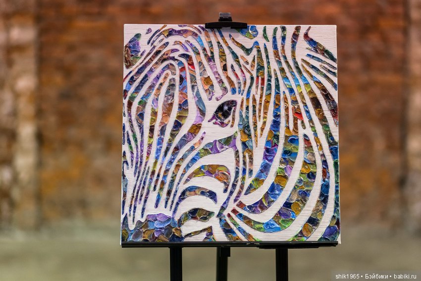 "Зебра". Фактурная картина. Холст. Акрил.