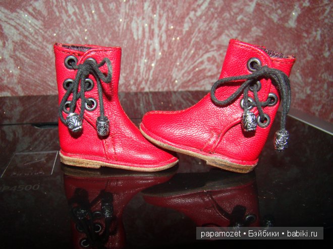 Сапожки красные на шнуровке для Бжд (фото 3)