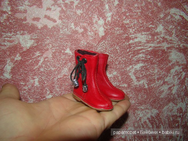 Сапожки красные на шнуровке для Бжд (фото 2)