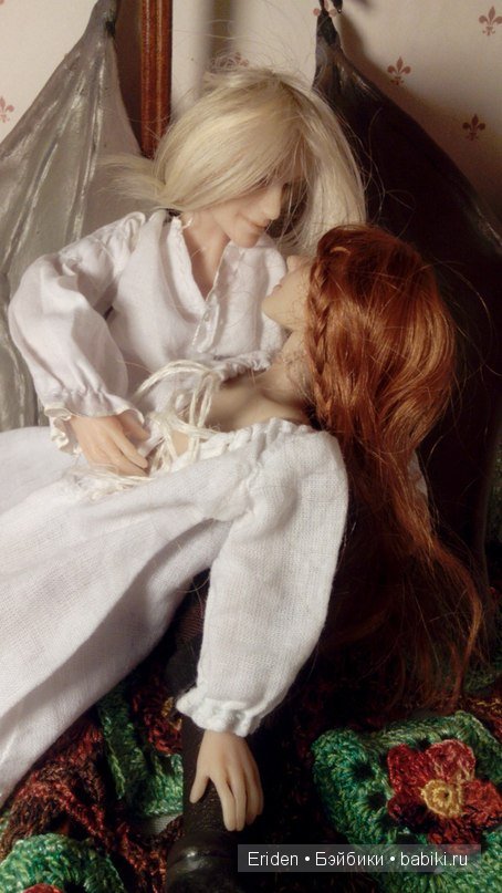 Лен приехал к Вольхе. Осторожно, эротика. Авторские куклы 1:12 Ольги Колесниковой