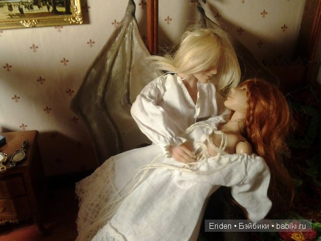 Лен приехал к Вольхе. Осторожно, эротика. Авторские куклы 1:12 Ольги Колесниковой