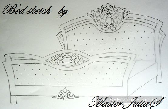 Юлькина кукломебель, кровать "Марго"